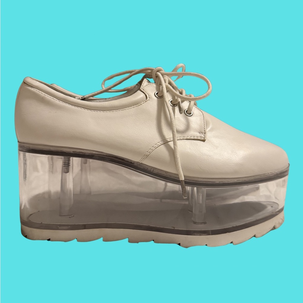 White YRU Qloud 2091 hollow platform shoe - sz 9 - Picture 4 of 6